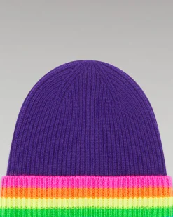Berretto con Risvolto Bande multicolori