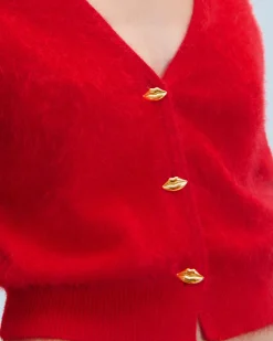 Cardigan-pullover in Cashmere spazzolato Bottoni gioiello