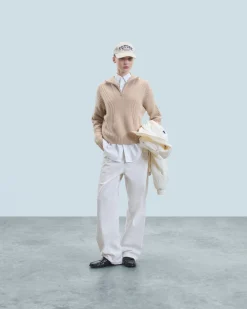 Maglione Collo alto con zip Maglia a trecce