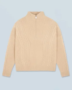 Maglione Collo alto con zip Maglia a trecce