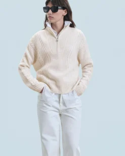 Maglione Collo alto con zip Maglia a trecce