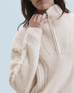 Maglione Collo alto con zip Maglia a trecce