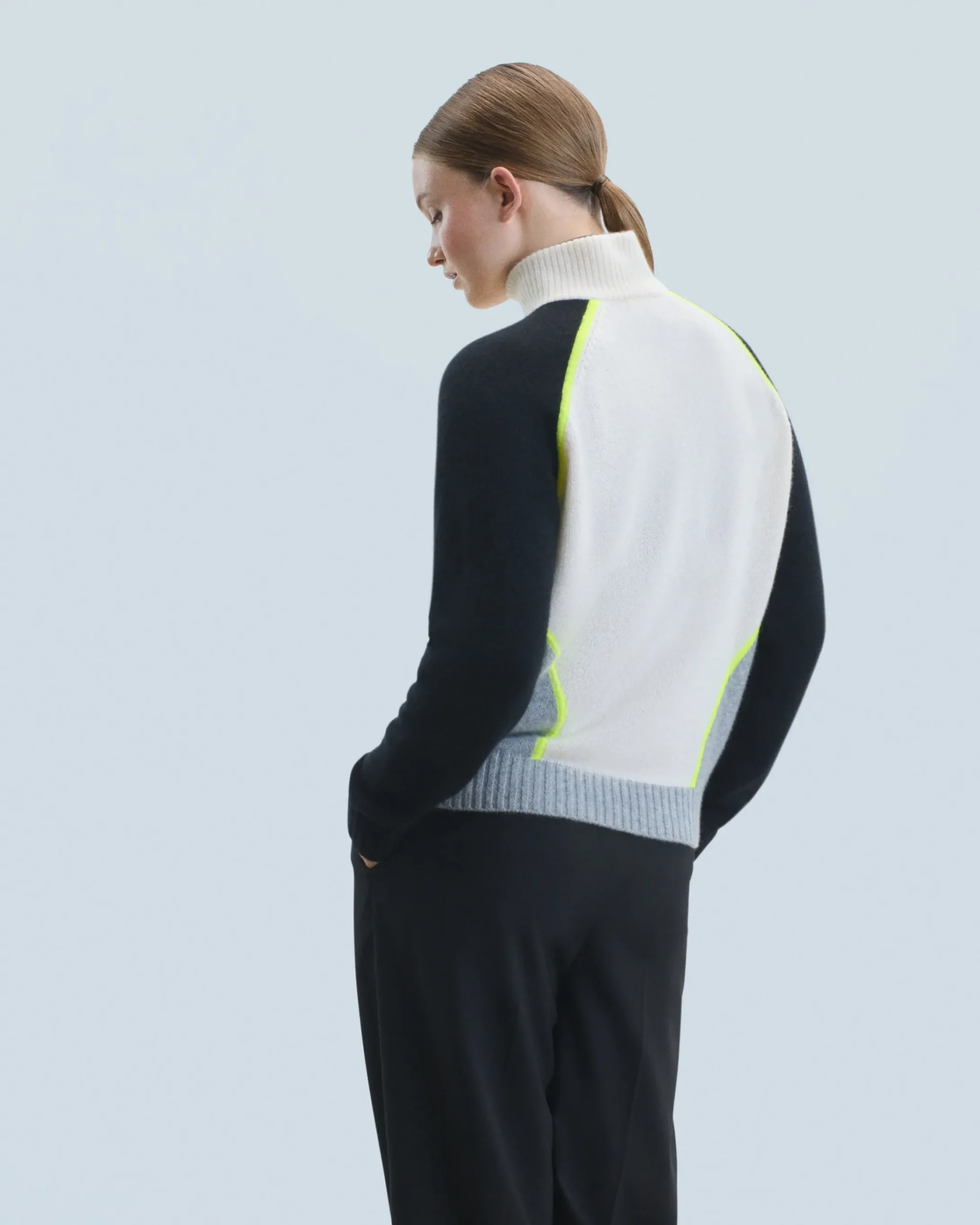 Maglione Collo alto con Zip Bicolore