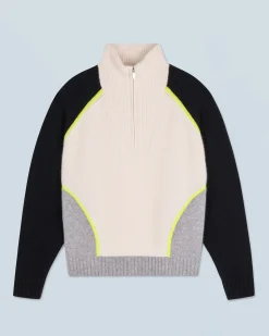 Maglione Collo alto con Zip Bicolore