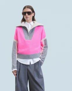 Maglione Collo alto con zip Tricolore