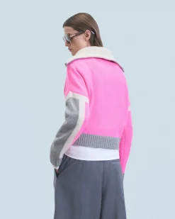 Maglione Collo alto con zip Tricolore