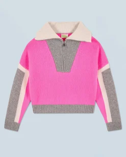 Maglione Collo alto con zip Tricolore