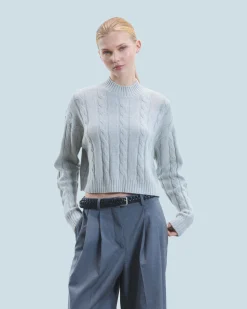 Maglione Collo alto Corto con Trecce