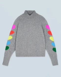 Maglione Collo alto Maniche Cuori Leggero