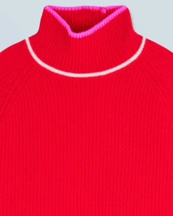 Maglione Collo alto Tricolore a Costa perlata