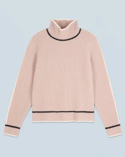 Maglione Collo alto Tricolore a Costa perlata