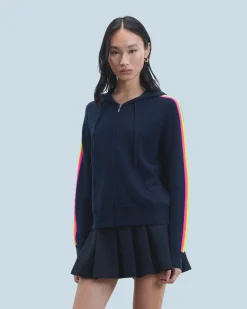 Maglione con Cappuccio Bande maniche Multicolori Leggero