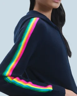 Maglione con Cappuccio Bande maniche Multicolori Leggero