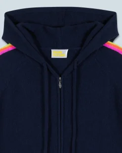 Maglione con Cappuccio Bande maniche Multicolori Leggero