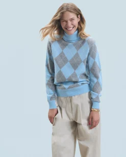 Maglione Dolcevita con Motivo losanghe