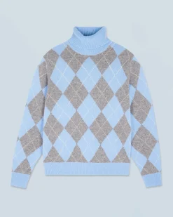 Maglione Dolcevita con Motivo losanghe