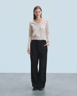 Maglione Scollo a V Maniche multicolori