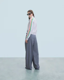 Maglione Scollo a V Strisce per maniche multico