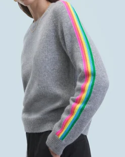 Maglione Scollo tondo Bande maniche Multicolori