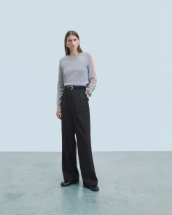 Maglione Scollo tondo Bande maniche Multicolori