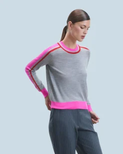 Maglione Scollo tondo Bande Bicolore