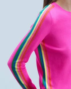 Maglione Scollo tondo Bande Maniche multicolori