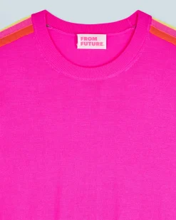 Maglione Scollo tondo Bande Maniche multicolori