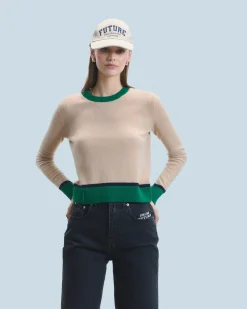 Maglione Scollo tondo Bicolore a Contrasto Leggero