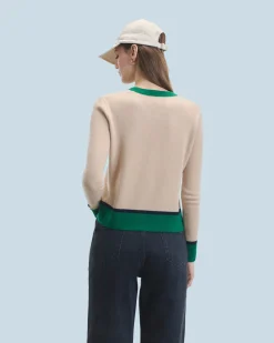 Maglione Scollo tondo Bicolore a Contrasto Leggero