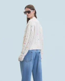 Maglione Scollo tondo con Trecce Multicolore