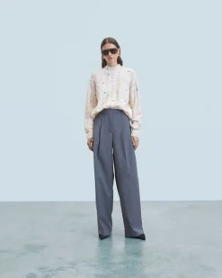 Maglione Scollo tondo con Trecce Multicolore