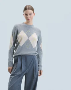 Maglione Scollo tondo con Motivo losanghe