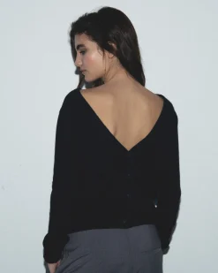 Maglione Scollo tondo Schiena scoperta con Bottoni