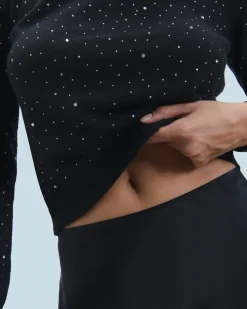 Maglione Scollo tondo Strass all over Leggero