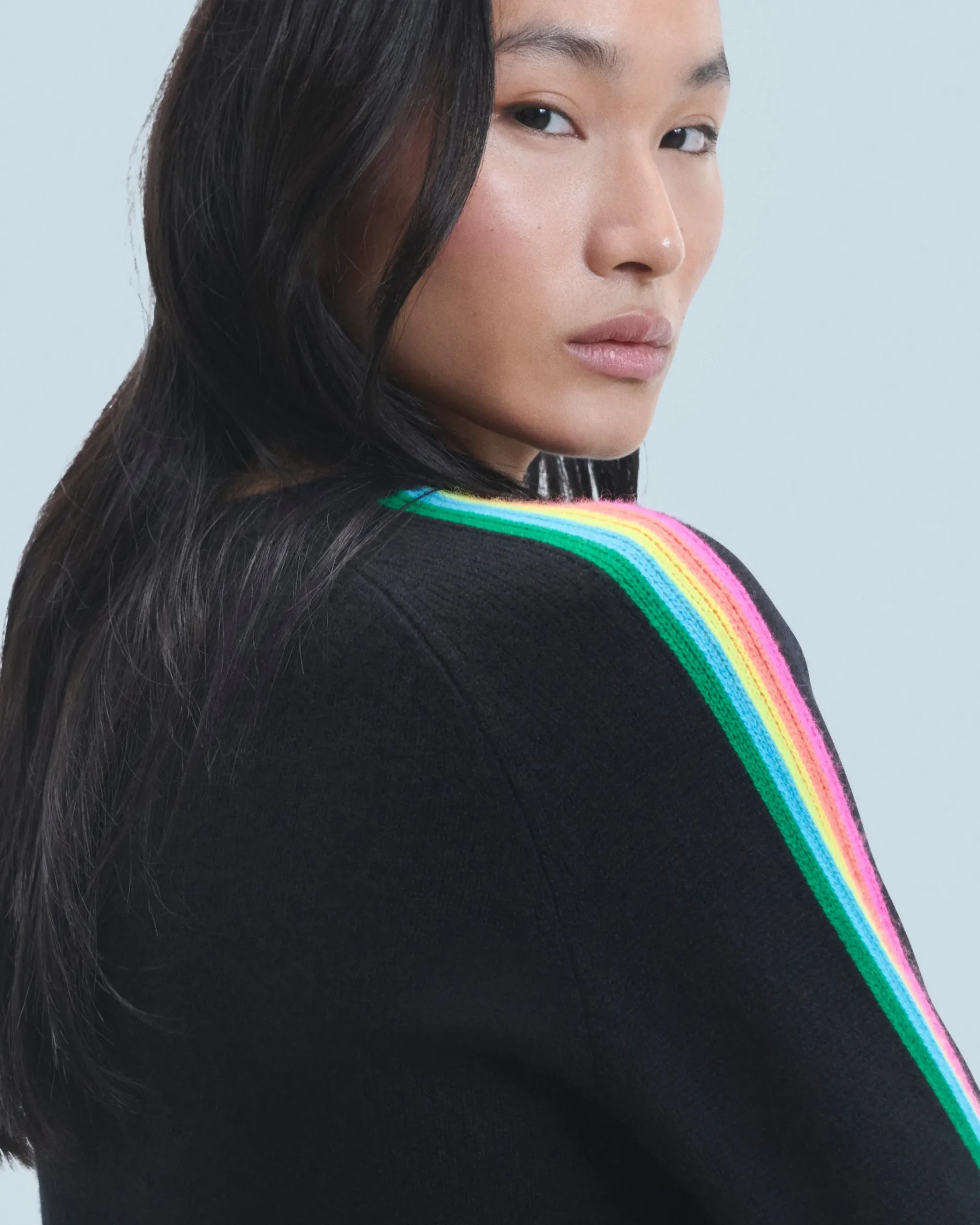 Pullover Scollo tondo Bande maniche multicolori