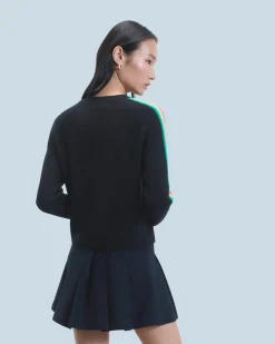 Pullover Scollo tondo Bande maniche multicolori