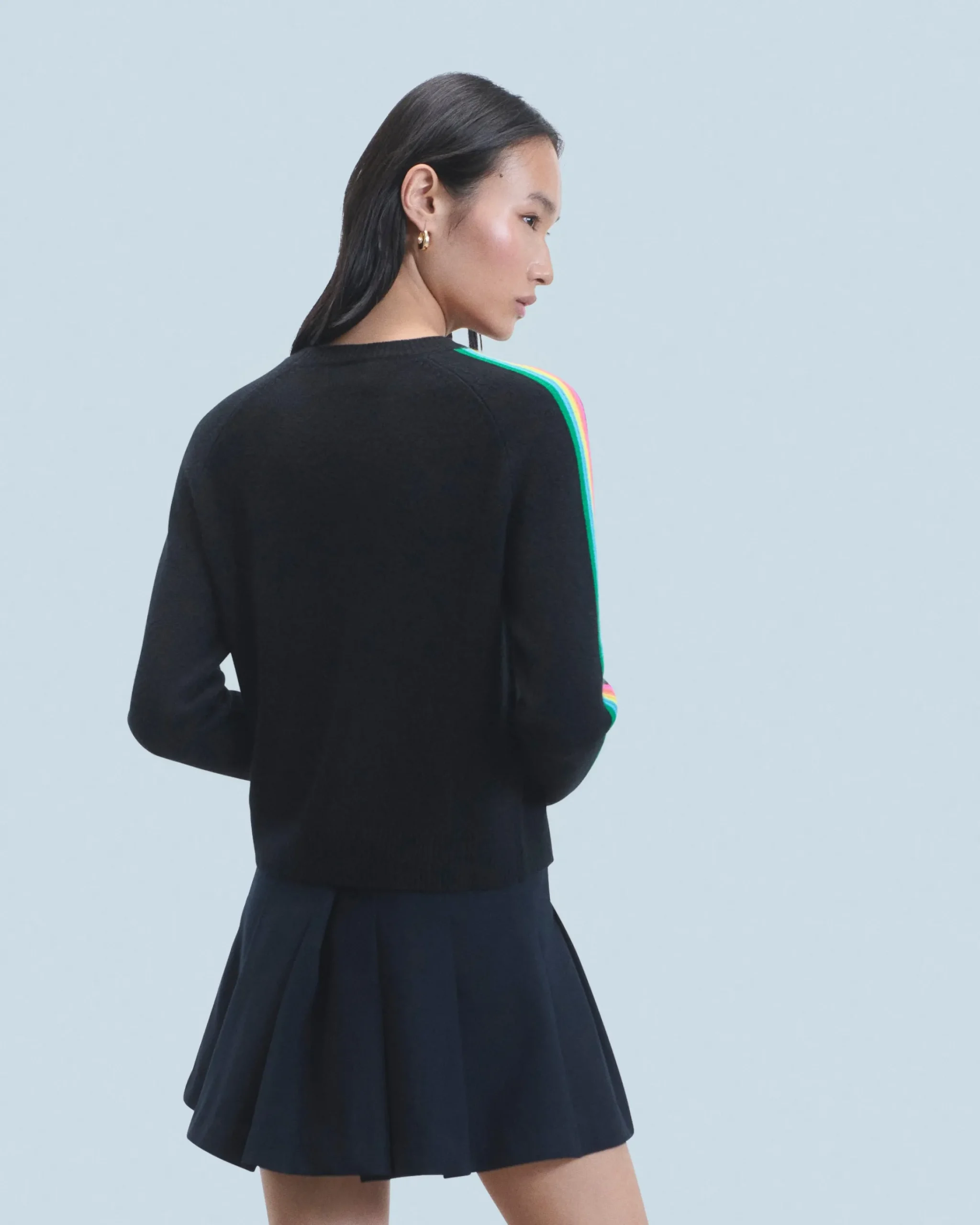 Pullover Scollo tondo Bande maniche multicolori