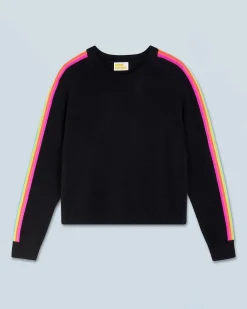 Pullover Scollo tondo Bande maniche multicolori