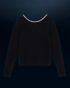 Pullover Scollo tondo Strass Schiena scoperta