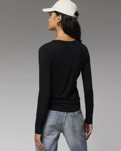 T-Shirt Scollo a V Maniche lunghe Basic