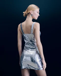 Vestito Corto Spallina Lustrini