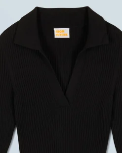 Vestito Lungo Maniche lunghe Collo a polo