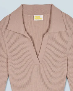 Vestito Lungo Maniche lunghe Collo a polo