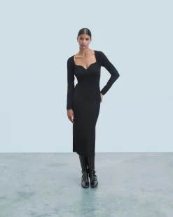 Vestito Lungo Maniche lunghe Scollo a cuore