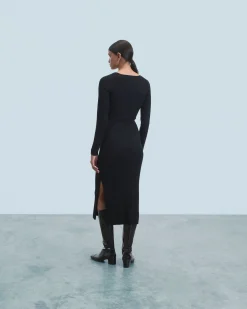 Vestito Lungo Maniche lunghe Scollo a cuore