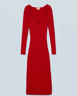 Vestito Lungo Maniche lunghe Scollo a cuore