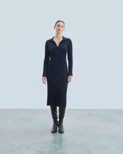 Vestito Lungo Maniche lunghe Collo a polo