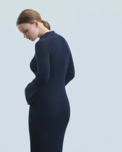 Vestito Lungo Maniche lunghe Collo a polo