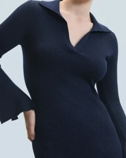 Vestito Lungo Maniche lunghe Collo a polo