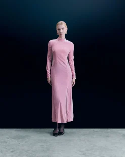 Vestito Lungo Maniche lunghe Velluto crinkle